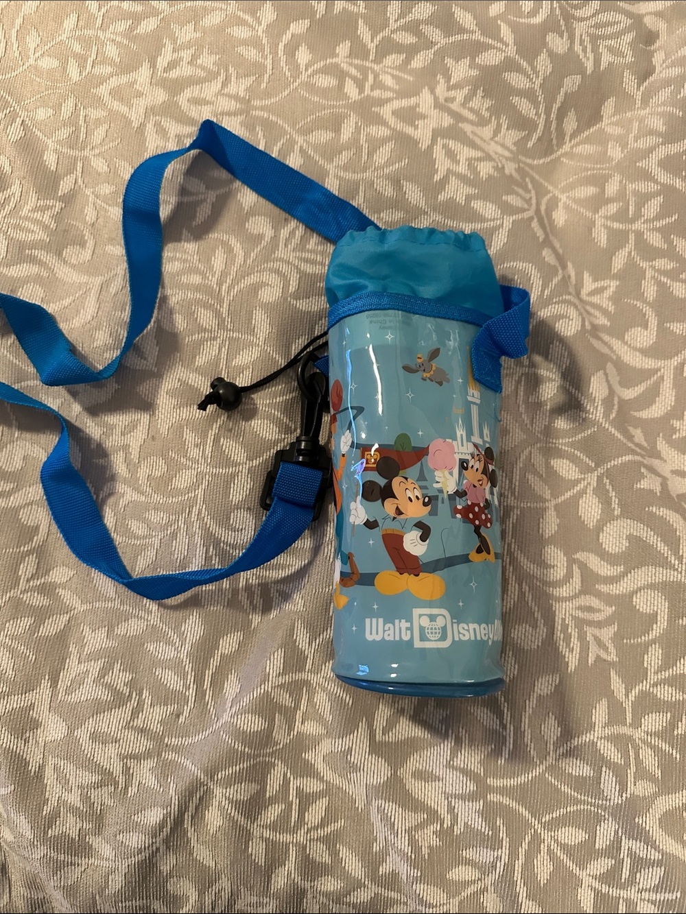 Disney Blue Mickey Mouse Water bottle holder with Walt Disney World Logo